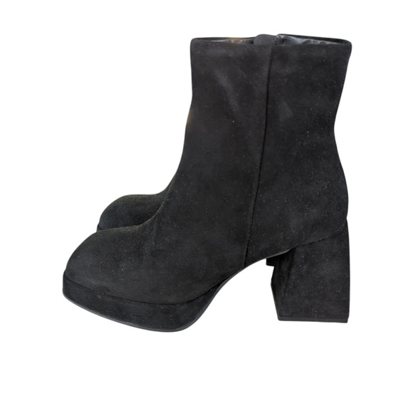 Steve Madden Treasure Suede Leather Square Toe Ankle Boot Square Chunky 6.5 Heel - Picture 2 of 9